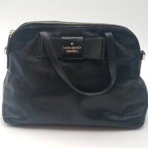 Kate Spade Julia Street Bow Satchel Handbag Black Pebble Leather Top Handle